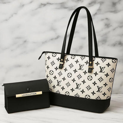 Checkered Handbag Set with Wallet